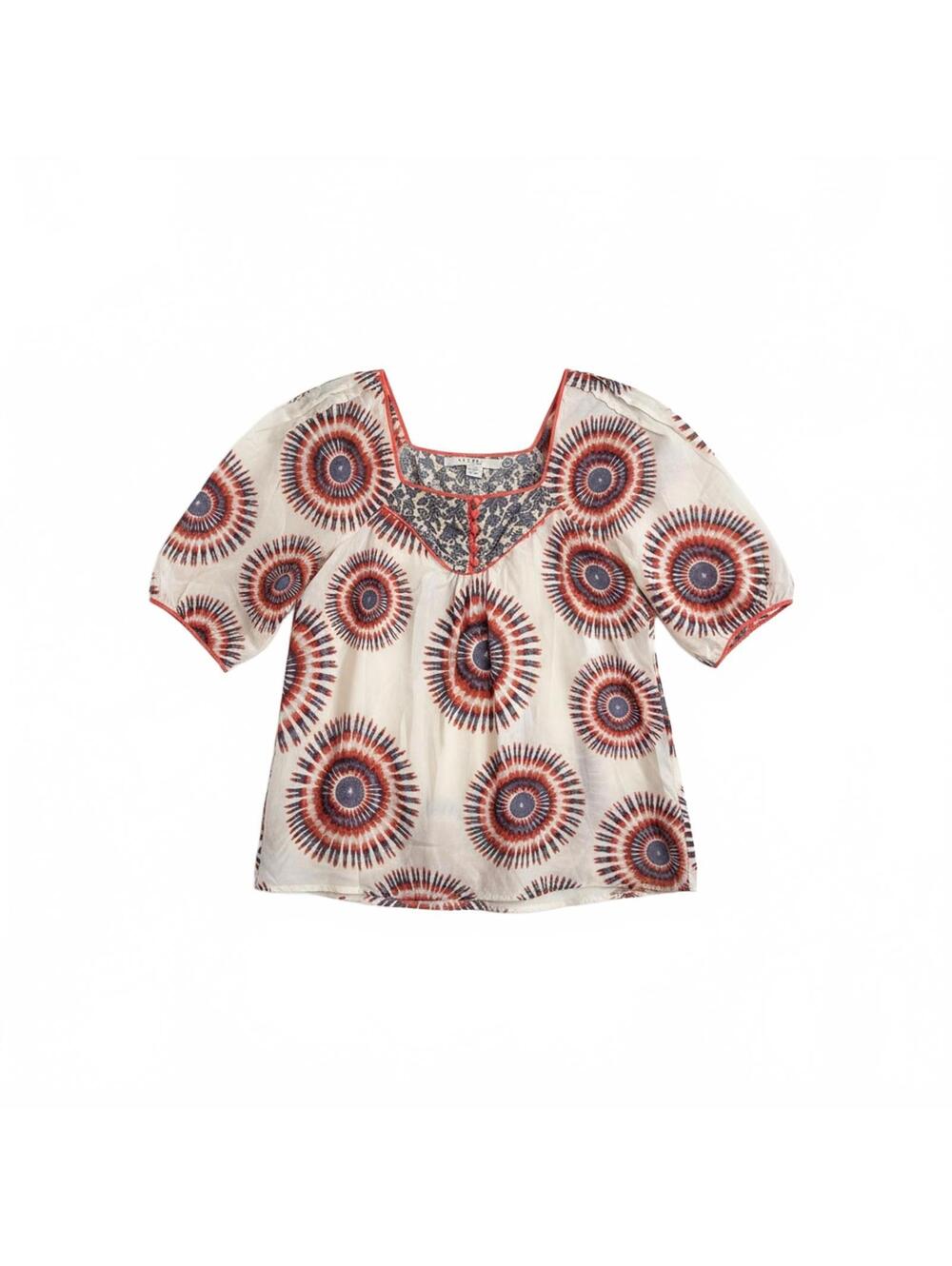 Nougat London 100% Silk Printed Blouse Boho Top Size US 6–8